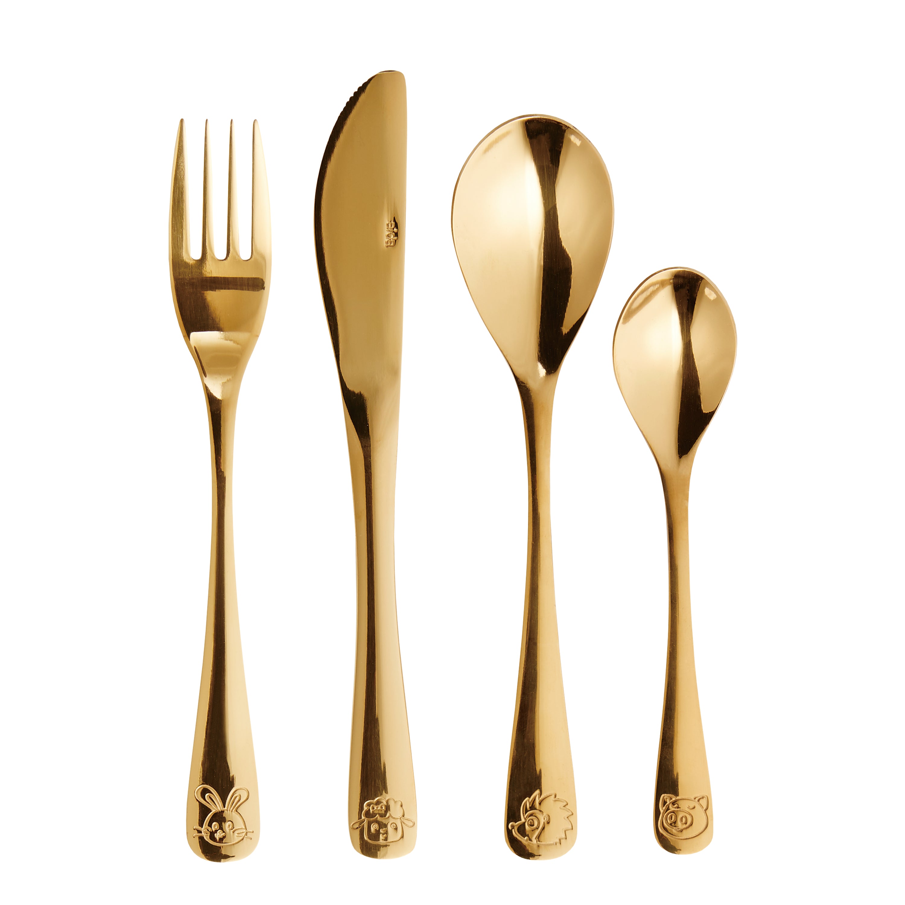 Atelier børnebestik - guldfarvet